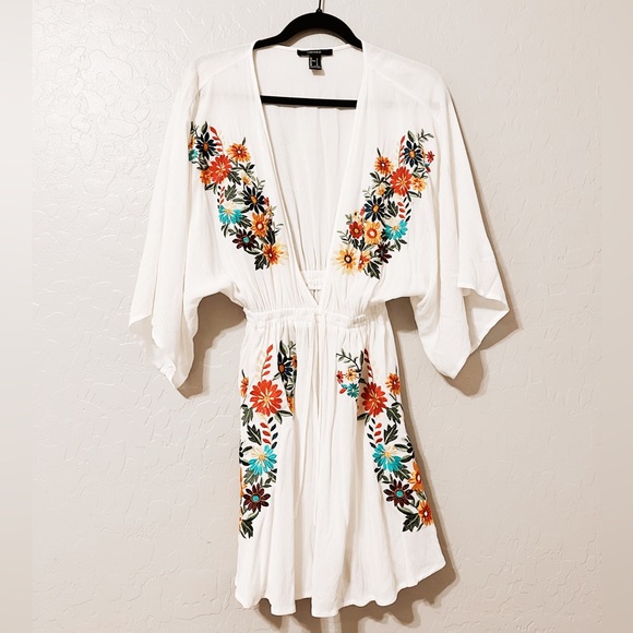 Forever 21 Dresses & Skirts - Forever 21 Embroidered Floral Swim Cover Up/Dress